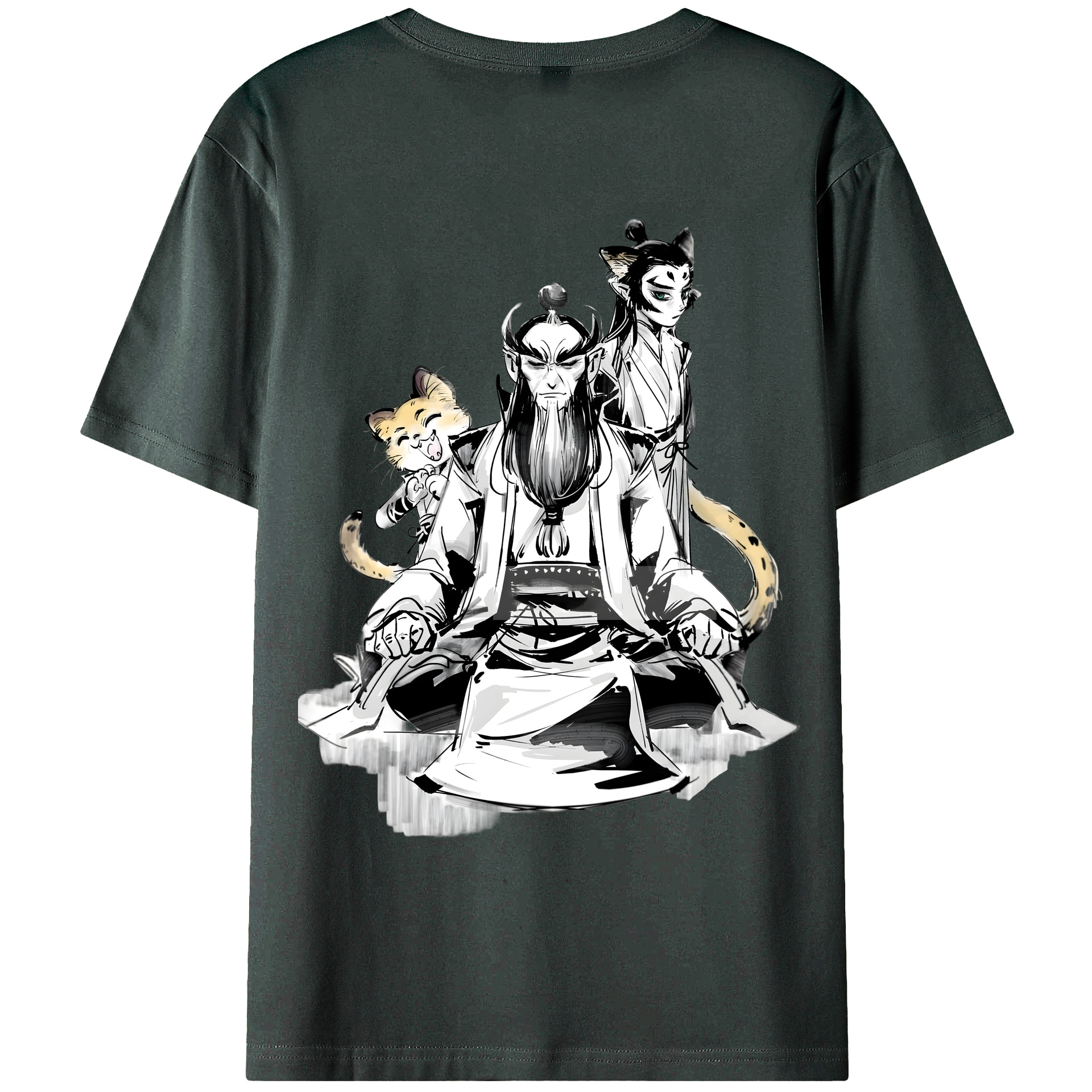 （画像用） Ne Zha 2 ナタ 魔童の大暴れ 綿100％ メンズ半袖Tシャツ（バックプリント） 通気性